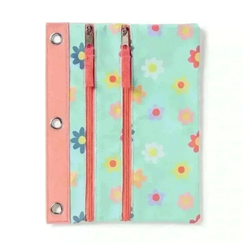 Dual Zipper Pencil Pouch  Kids Girls School Flowers (10"x 7.25") up & up
